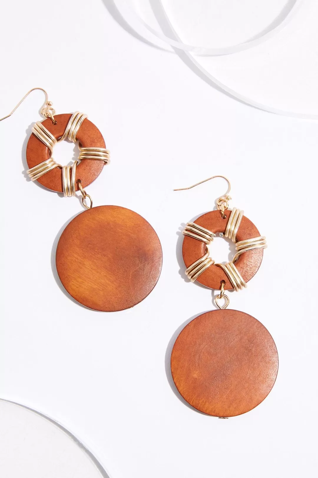 Cato Earrings | Tiered Wood Disc Earrings