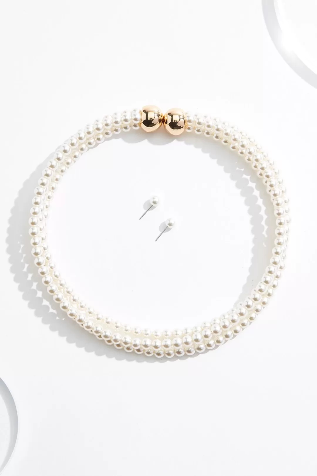 Cato Sets | Triple Row Pearl Choker Necklace Set