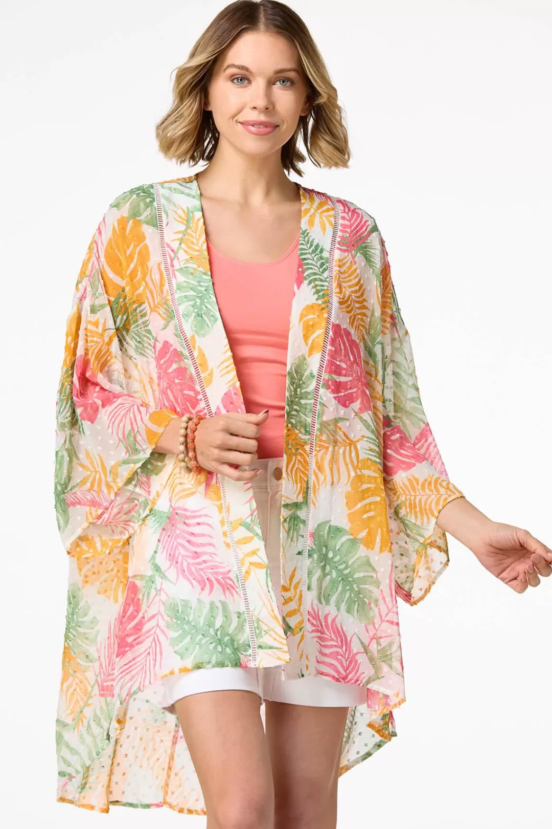 Cato Cover Ups | Tops | Tropical Clip Dot Kimono