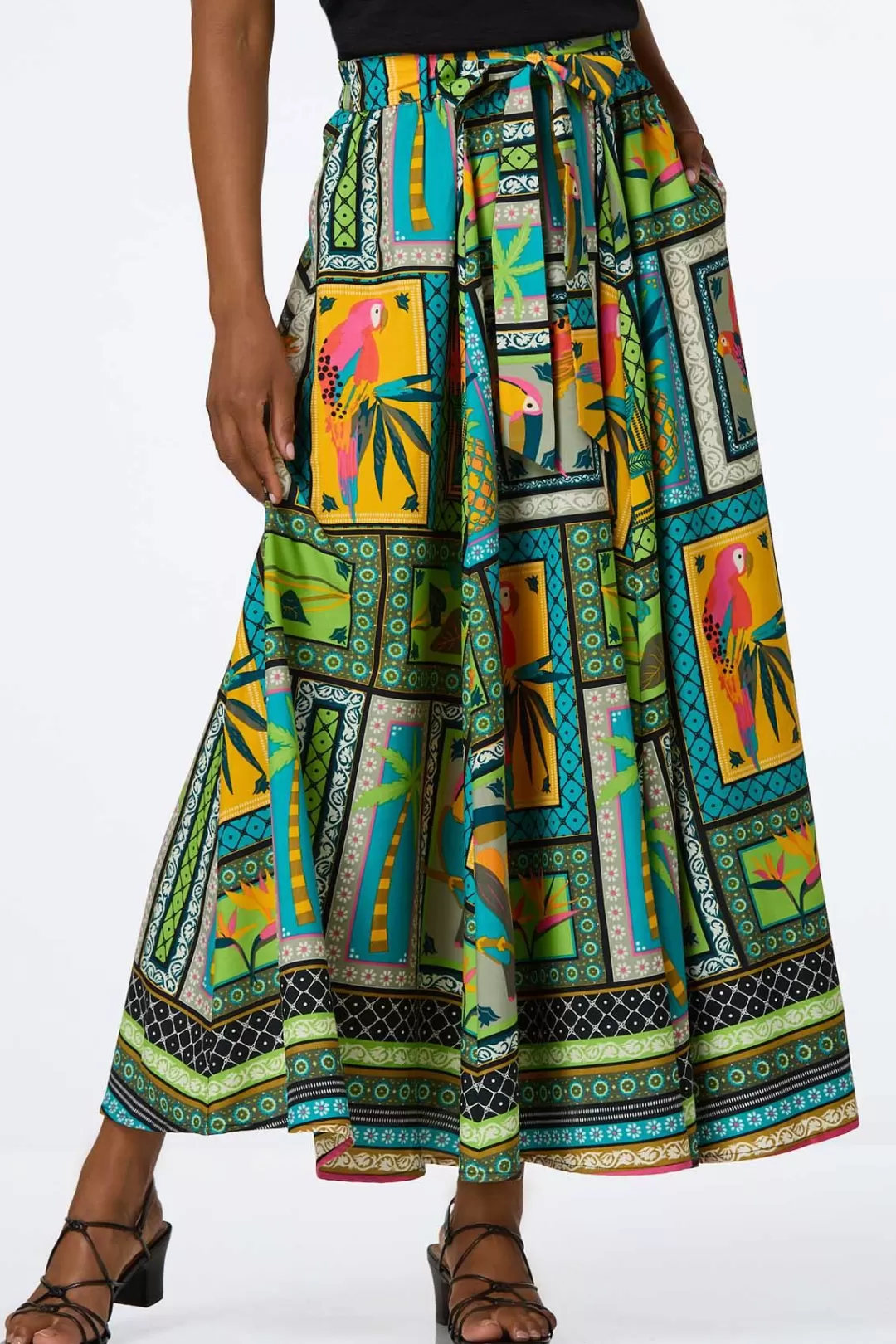 Cato Skirts | Tropical Tile Maxi Skirt