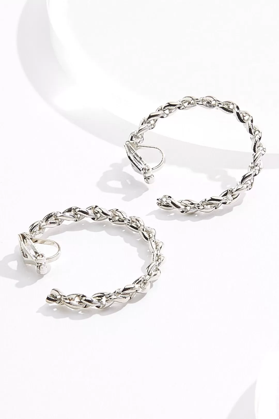 Cato Earrings | Twist Chain Clip- On Hoop Earrings