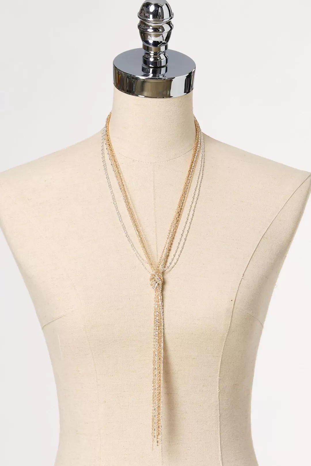 Cato Necklaces | Two- Tone Beaded Knot Y- Necklace