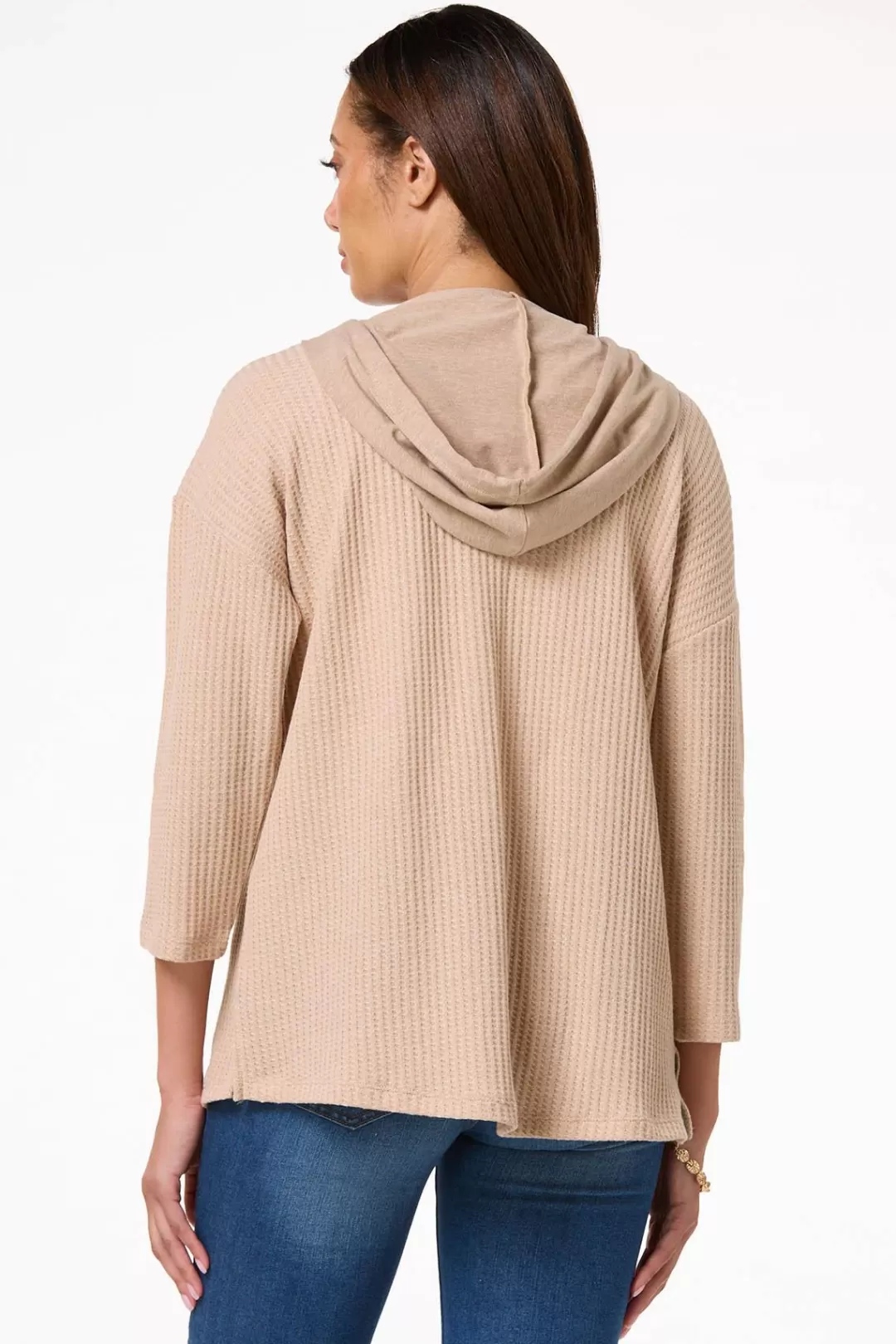 Cato Tops | Waffled Hooded Cardigan