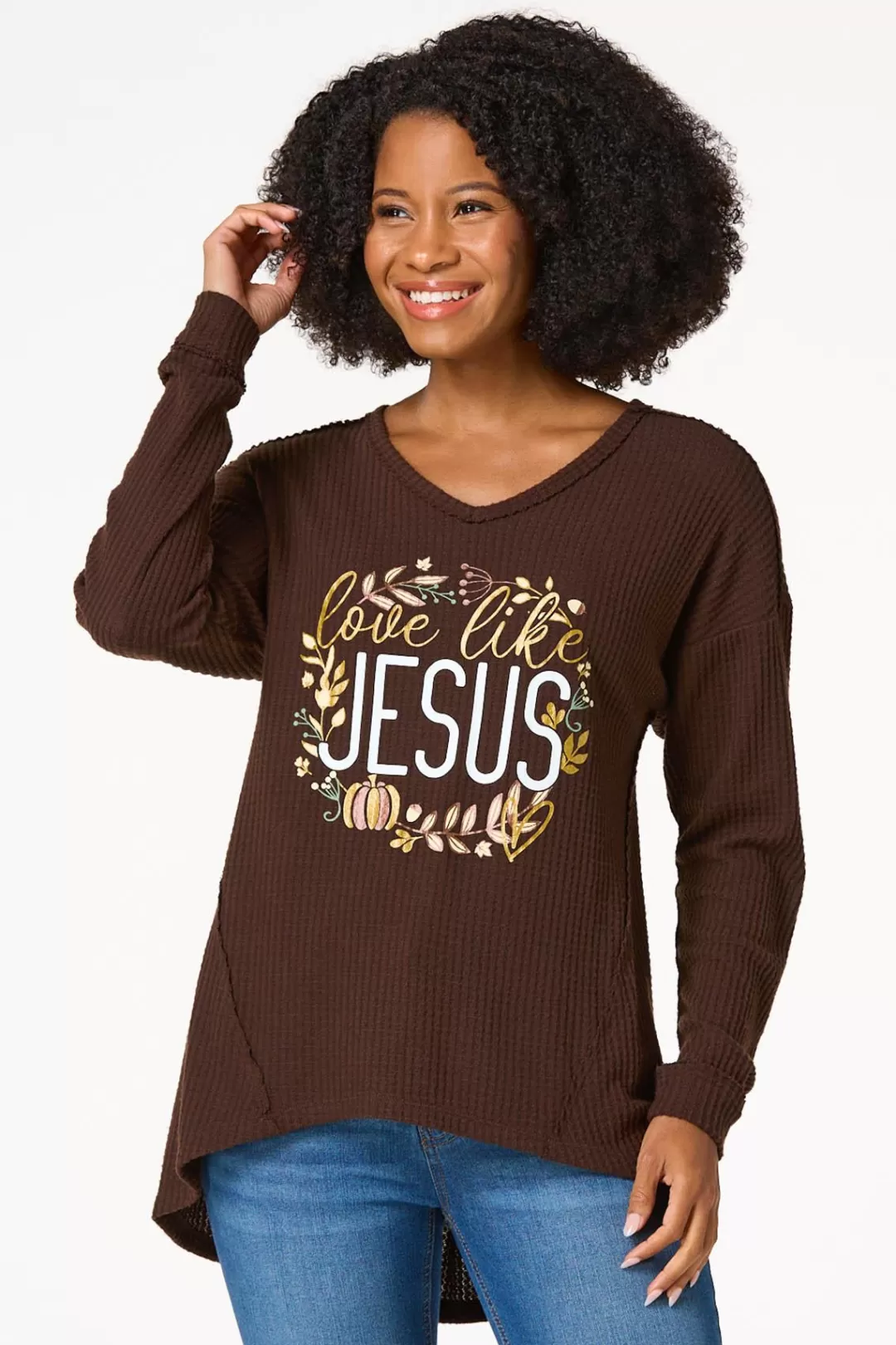 Cato Tops | Waffled Love Like Jesus Top