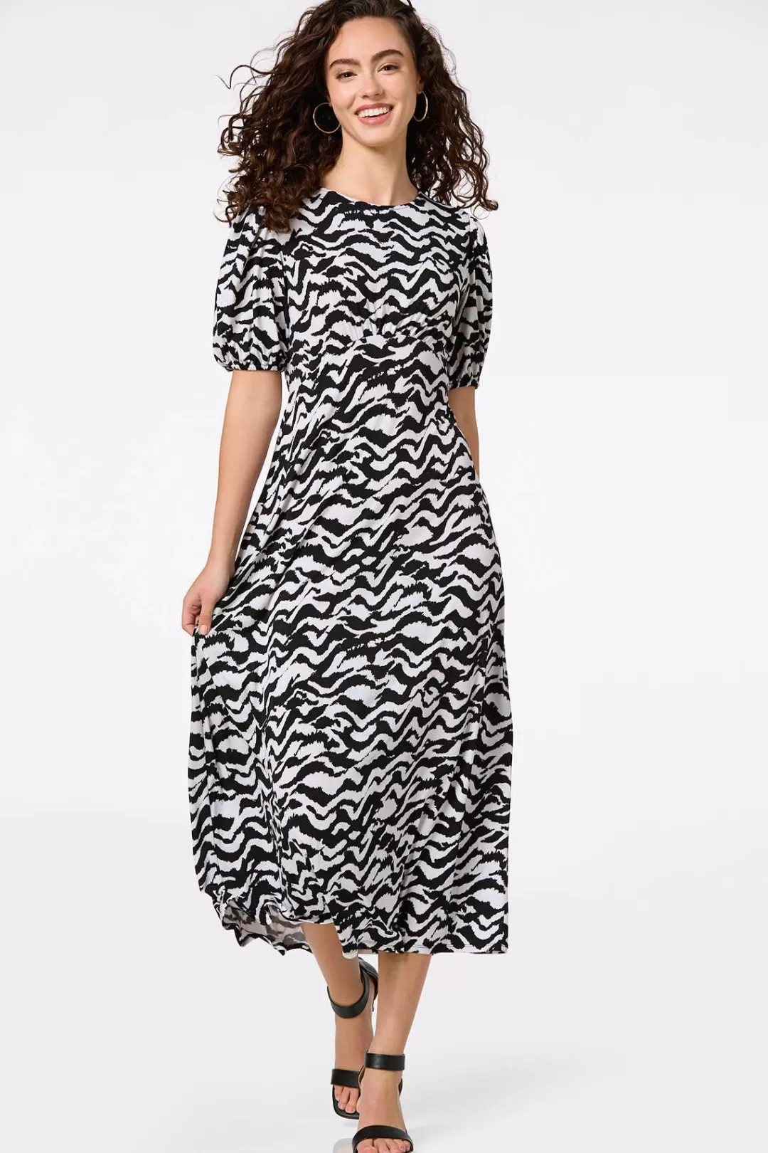 Cato Dresses | Wavy Print Empire Midi Dress