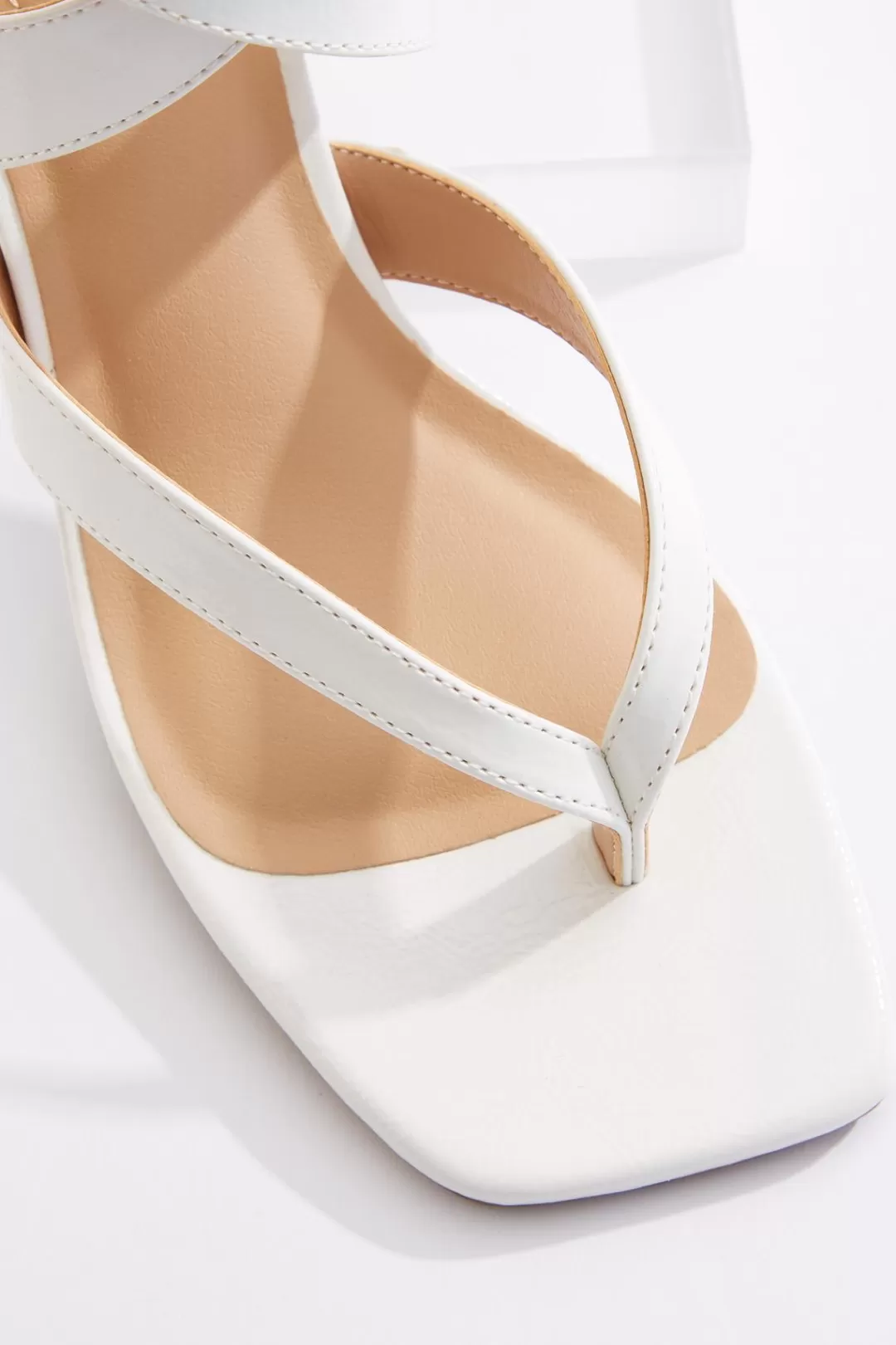 Cato Sandals | Heels | White Patent Heeled Sandals