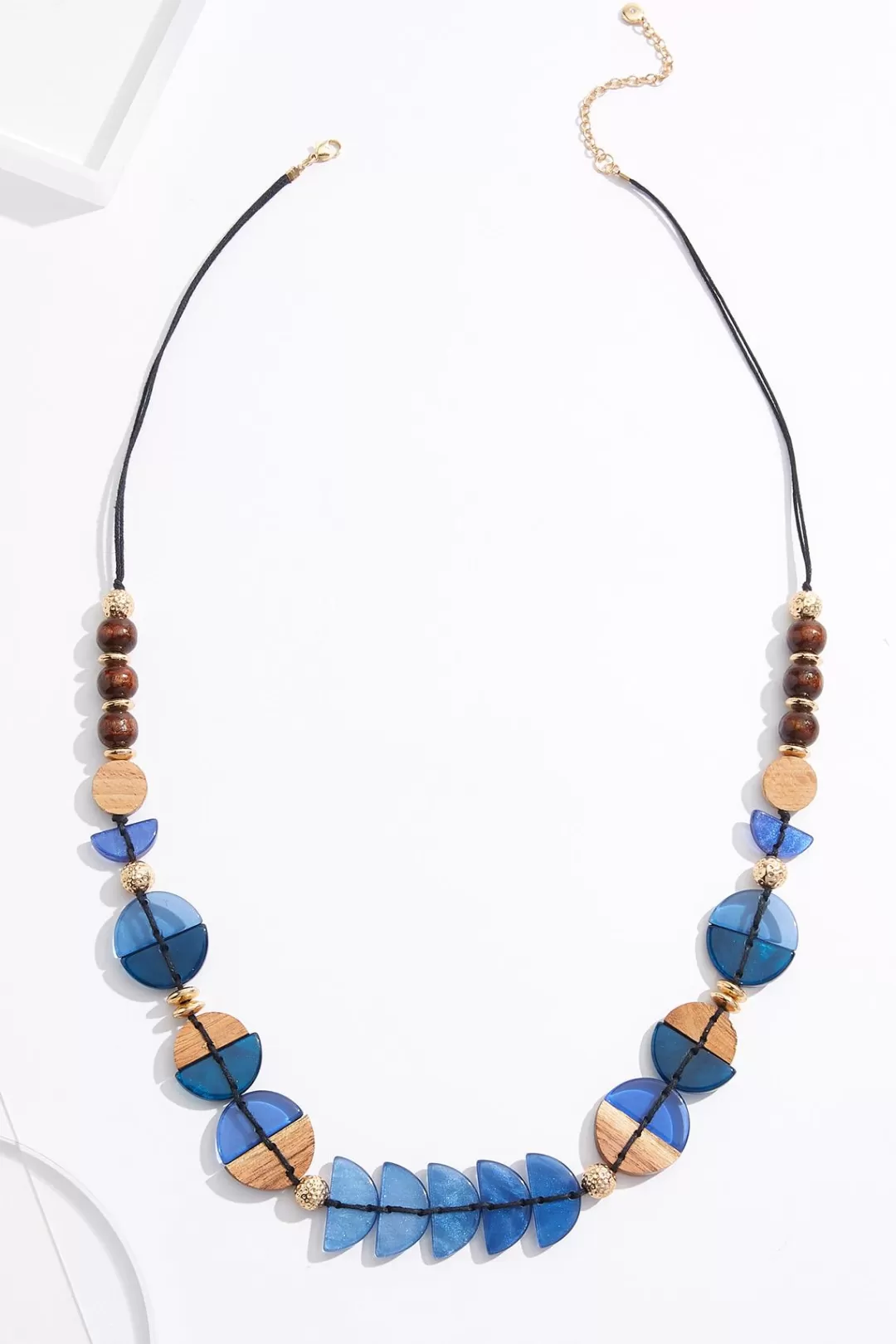 Cato Necklaces | Wood Blue Lucite Long Necklace