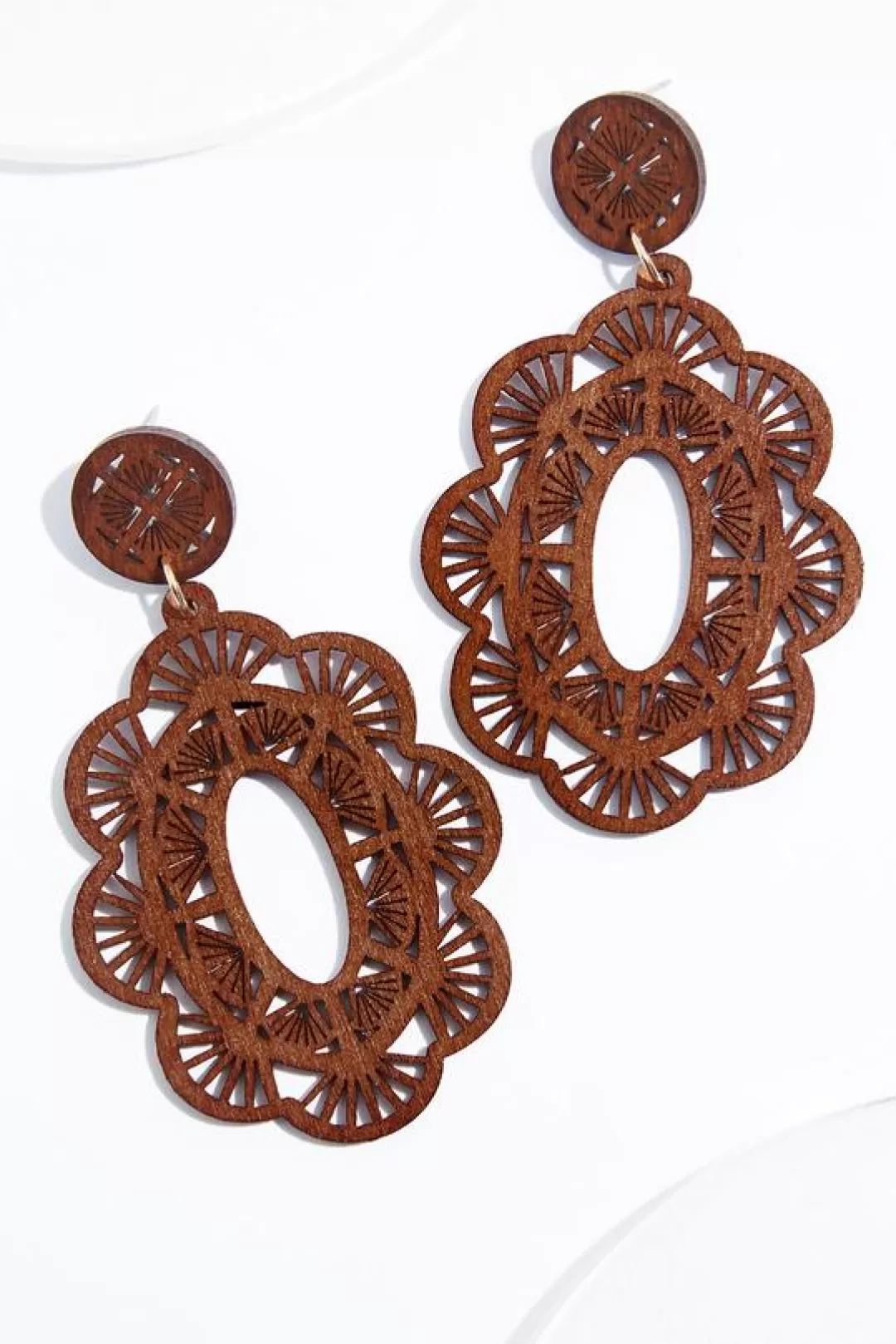 Cato Earrings | Wood Cutout Filigree Earrings