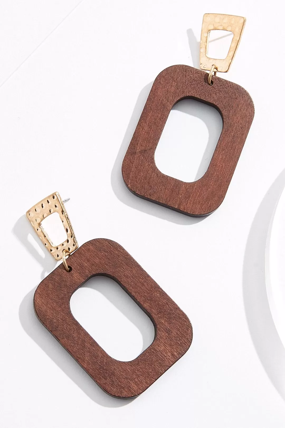 Cato Earrings | Wood Cutout Rectangle Earrings