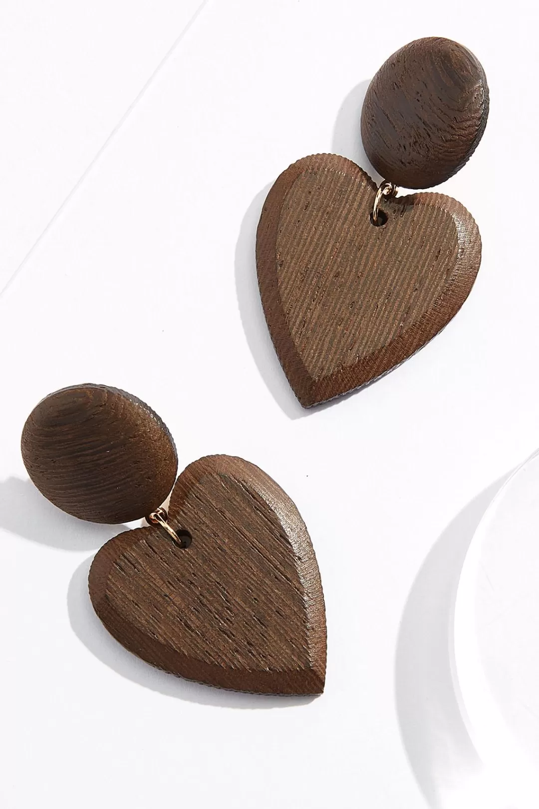 Cato Earrings | Wood Heart Dangle Earrings