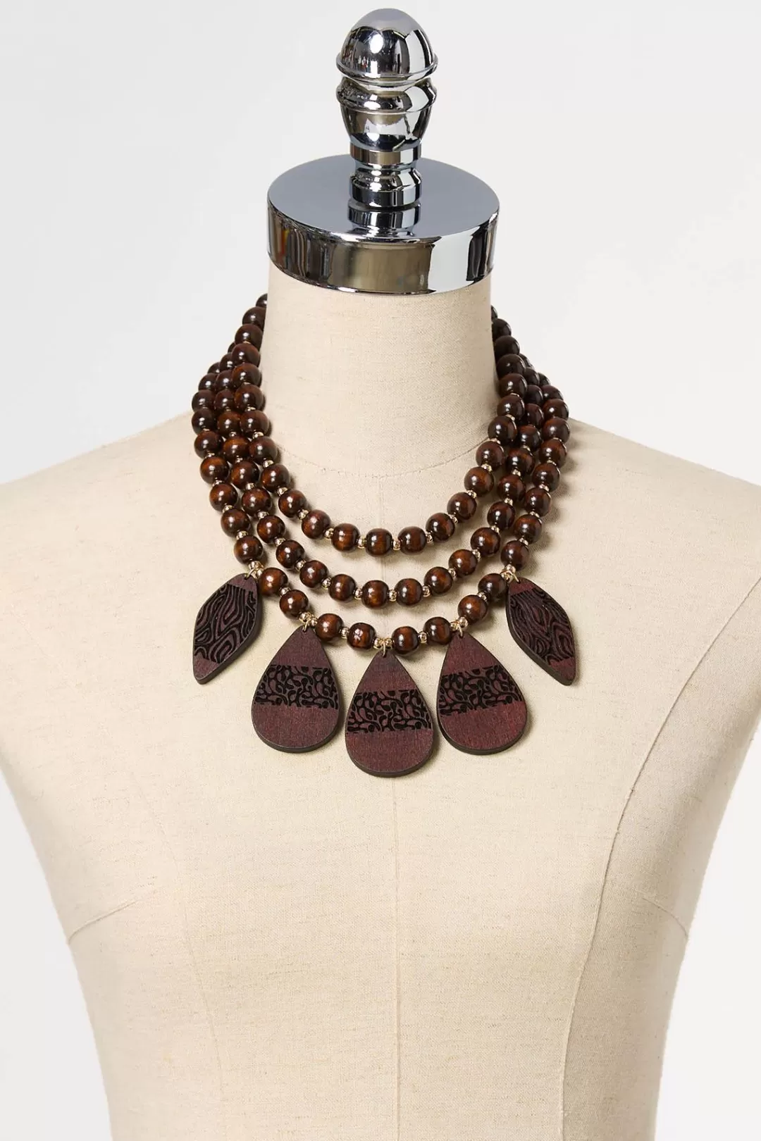 Cato Necklaces | Wood Layered Short Necklace