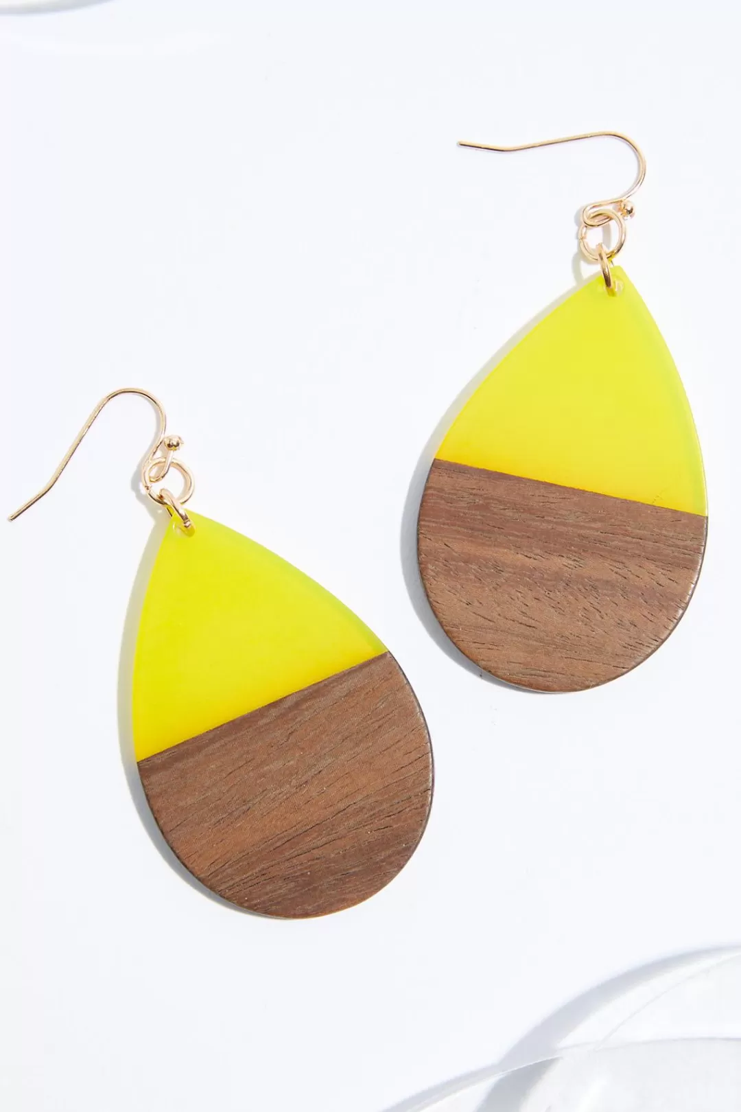 Cato Earrings | Wood Lucite Tear Earrings