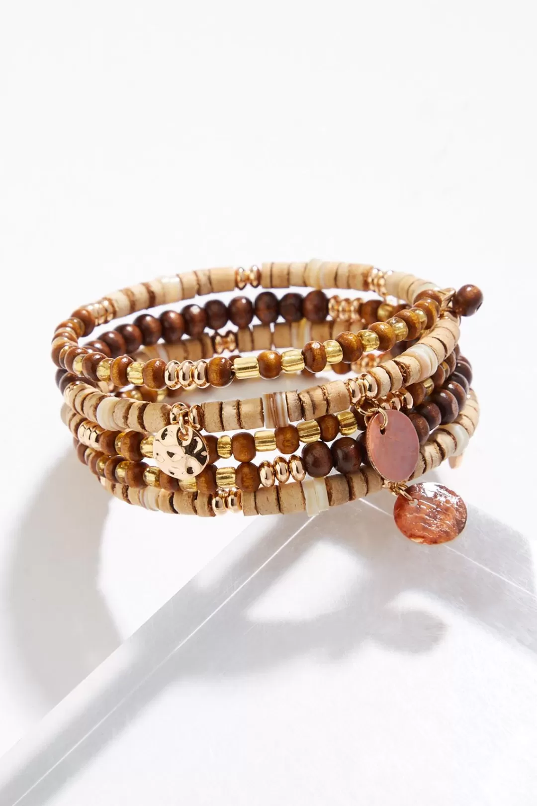 Cato Bracelets | Wood Multi Shape Coil Bracelet