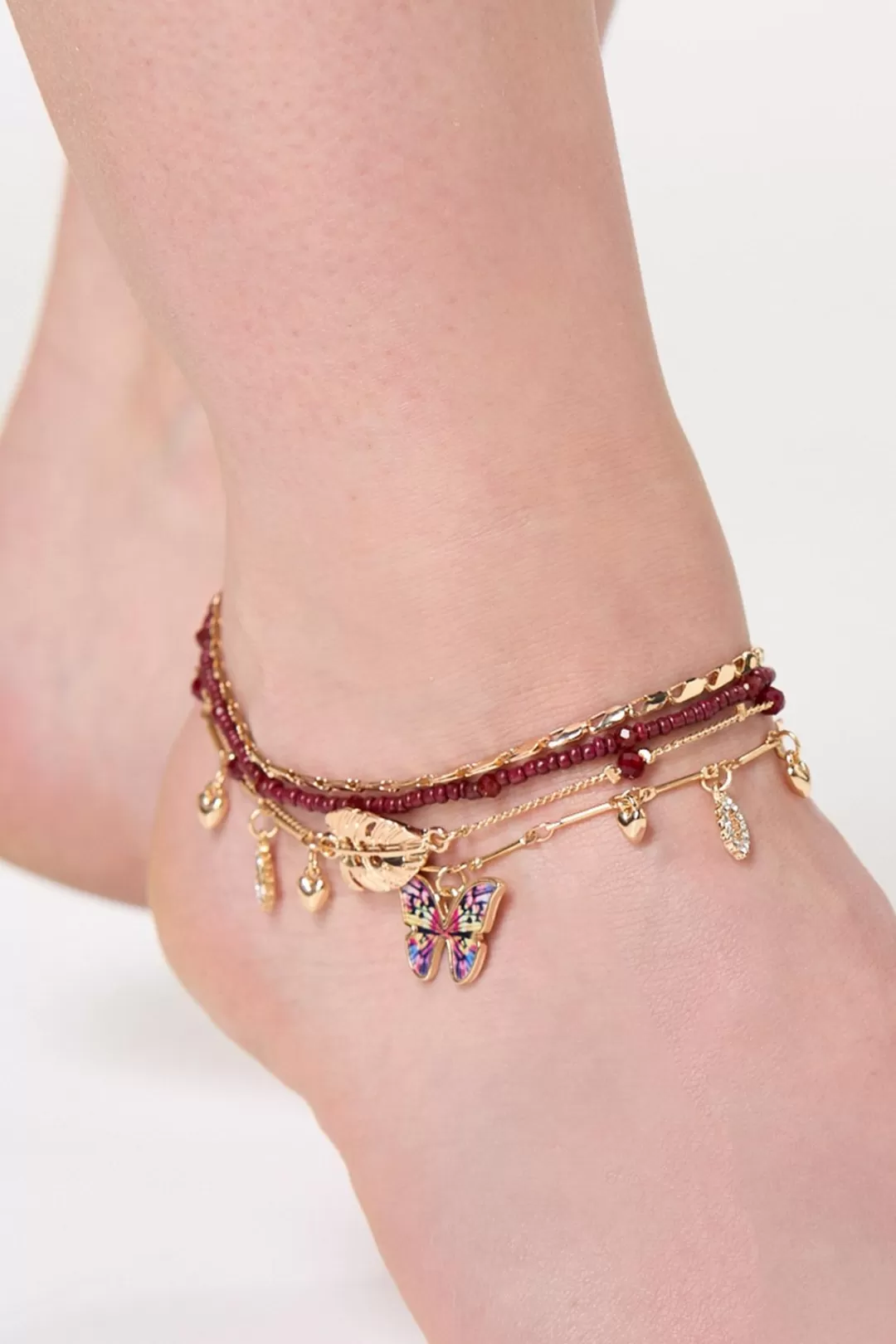 Cato Anklets | Xl Butterfly Leaf Anklet Set