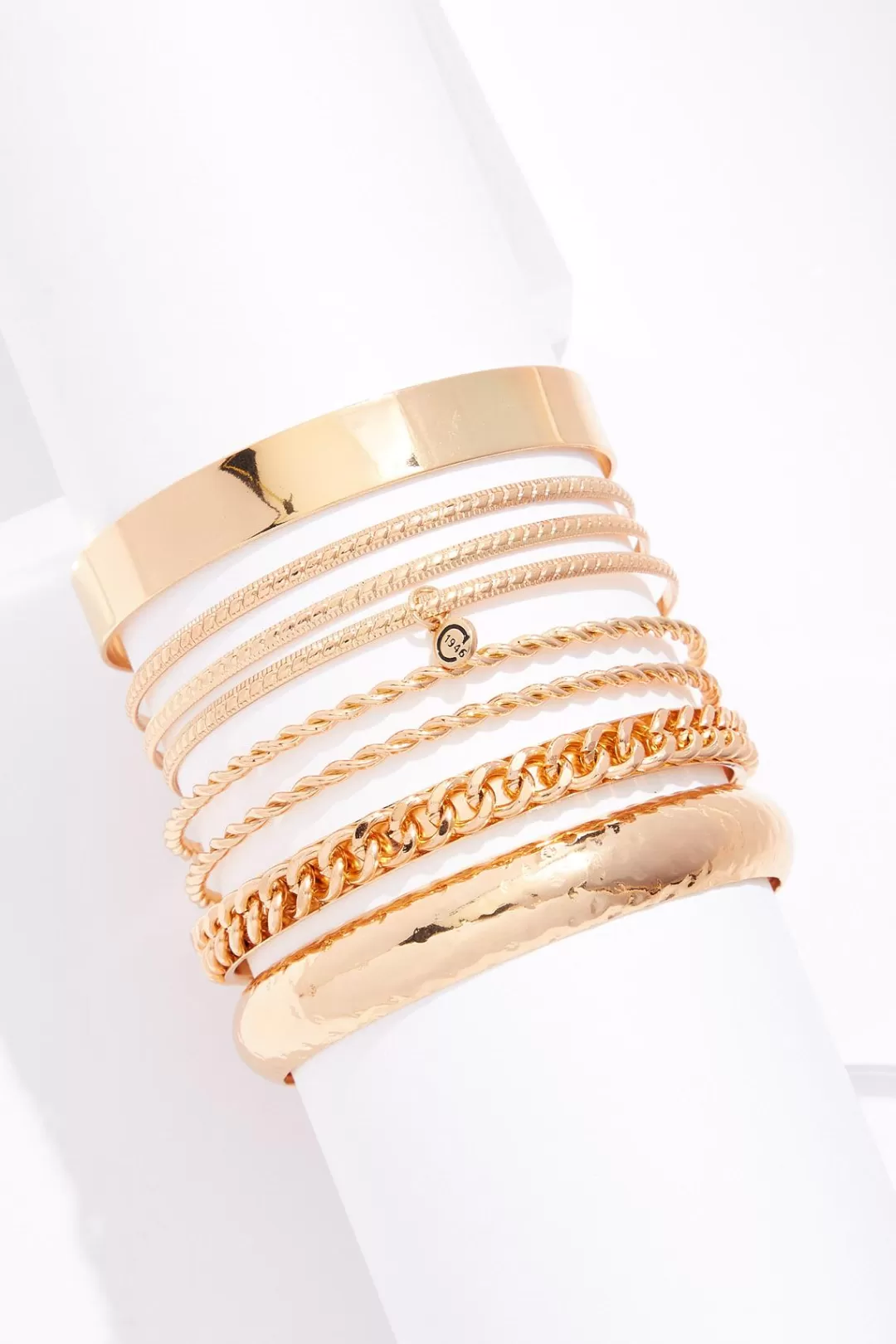 Cato Bracelets | Xl Textured Chain Bangle Set